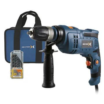 Furadeira de Impacto Dexter 900ID2.5BK3 900W 220V com Brocas e Bolsa